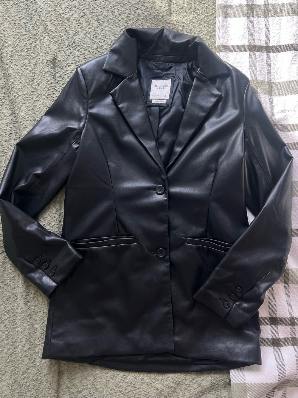Abercrombie & Fitch Women’s Black Vegan Leather Blazer Jacket Size Small